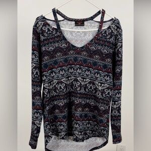 👛 (ANY 2/$30LAVA Hi-Lo Knitted Pull On Top with Neckline Cut-Outs